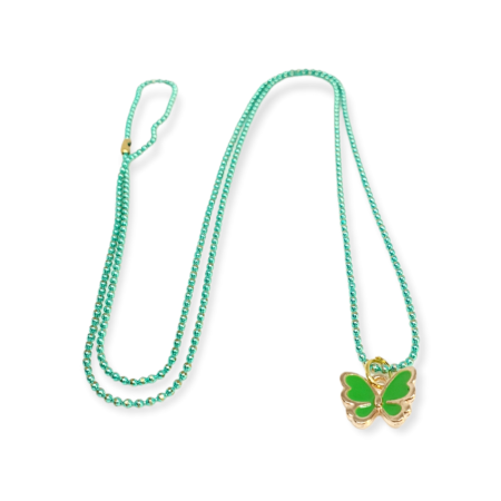 necklace with green butterfly